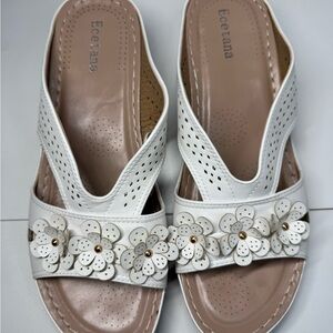 Women's White Floral Sandals size 44